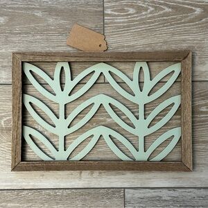 NWOT Sage Leaf Design Framed Wood Wall Decor Awesome! Coastal Cottage etc